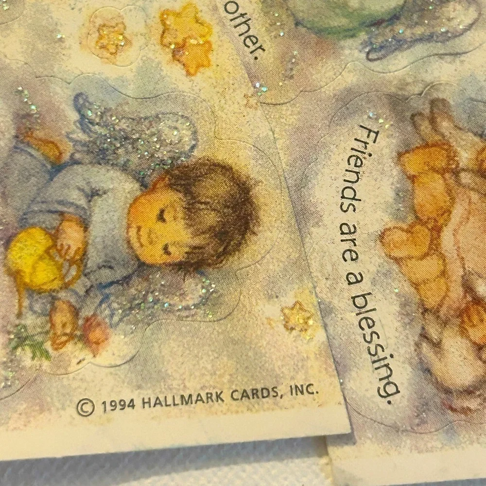 Vintage Judy Gibson Cherubs Bookmark & 1994 Cherub Stickers Collectible Set of 2